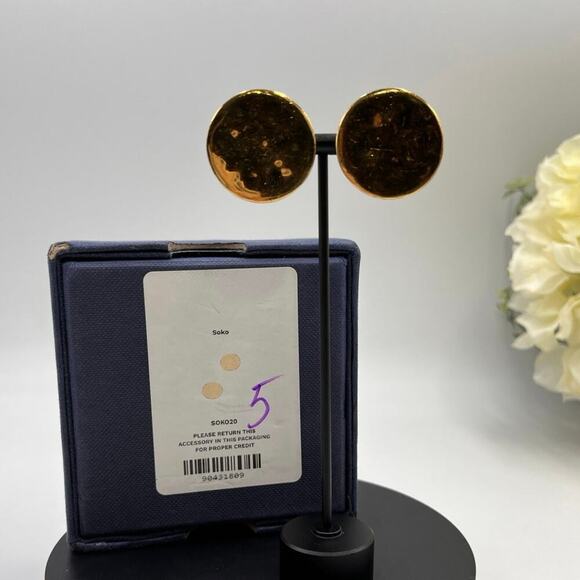 Soko Maji Round Stud 24K gold-plated Statement Earrings Handcrafted Kenya Made - Picture 1 of 11